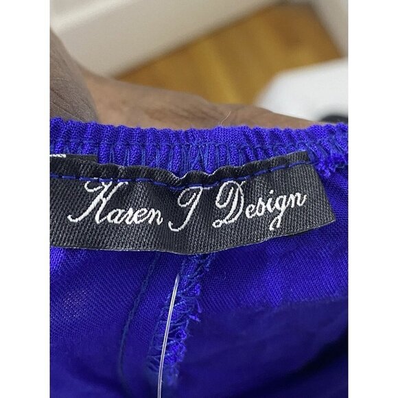 NWT Karen T Design Womens OS Sleeveless Halter Blue Full Length Casual Dress - Picture 6 of 8